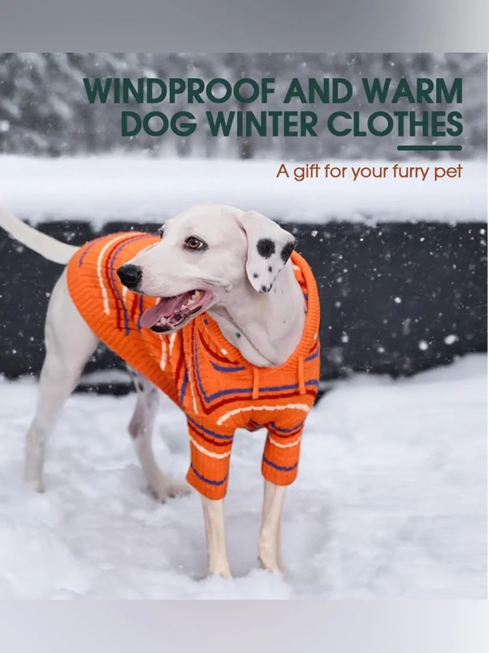 NWT-Small Fog Orange Striped Hoodie Sweater - Cozy Knit Pet Pullover